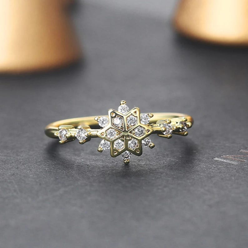 14K Gold Plated Snowflake Ring