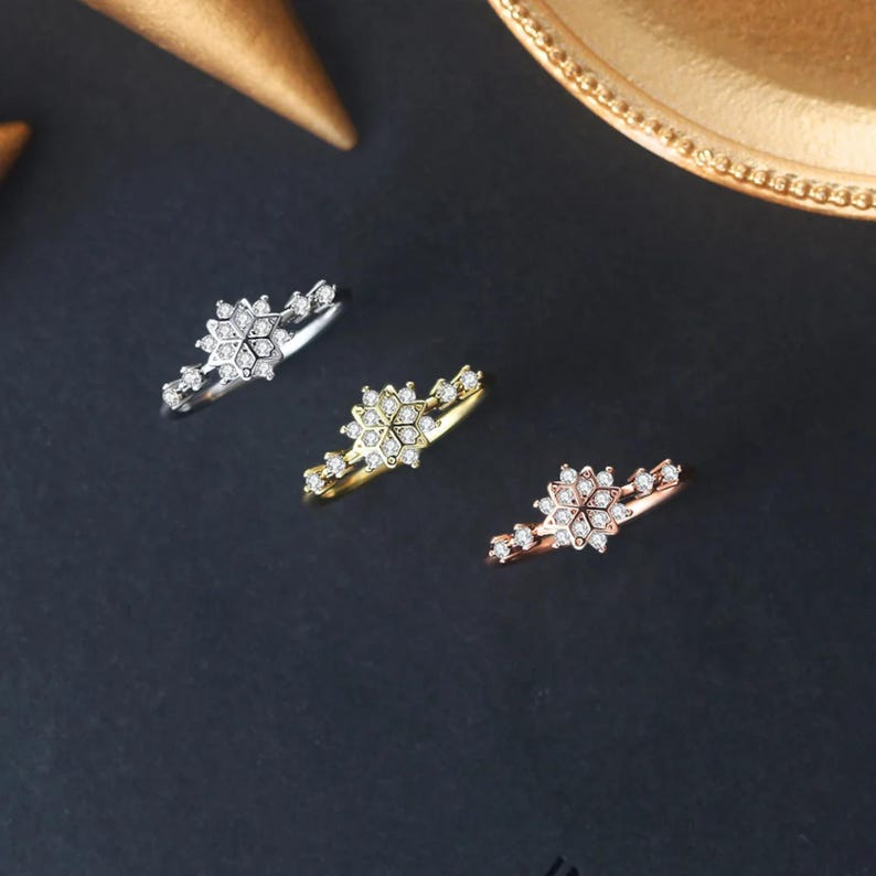 14K Gold Plated Snowflake Ring
